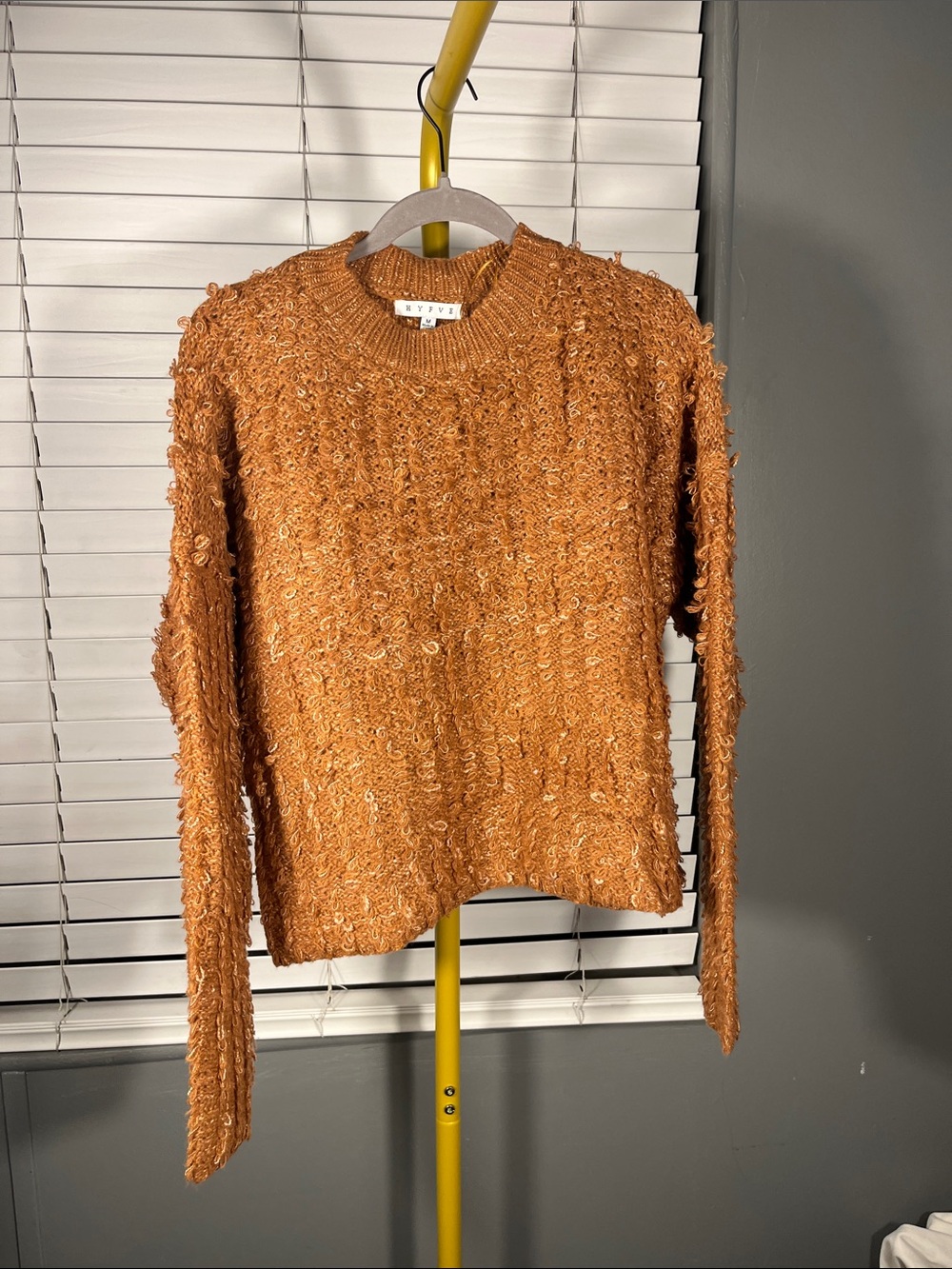 HYFVE Textured Loop-Knit Crewneck Sweater in Burnt Orange - NWOT